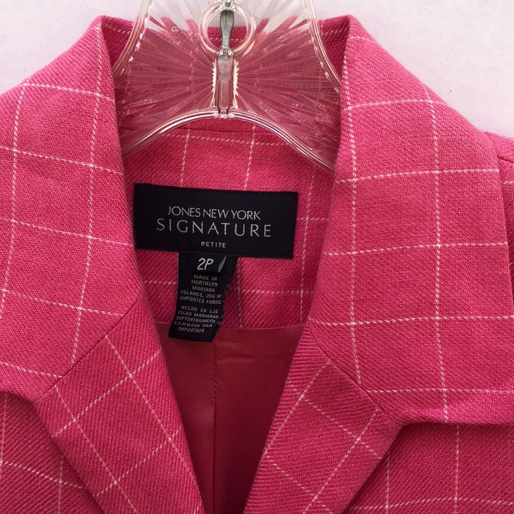 Jones New York womens size 2 signature petite linen blend pink blazer - Picture 7 of 8